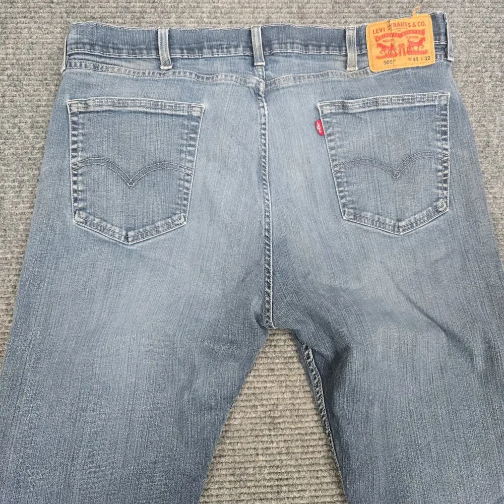Levis 505 Jeans Mens Tag 40x32 Light Wash Distressed Straight